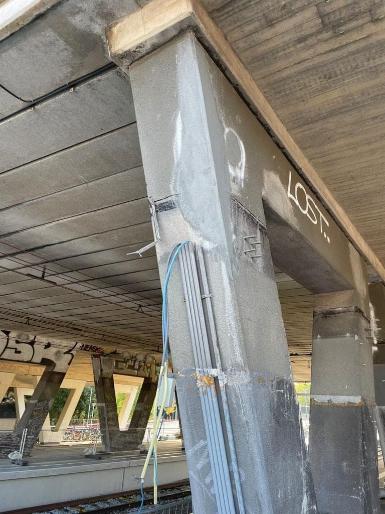Herstelde betonconstructie in Delft